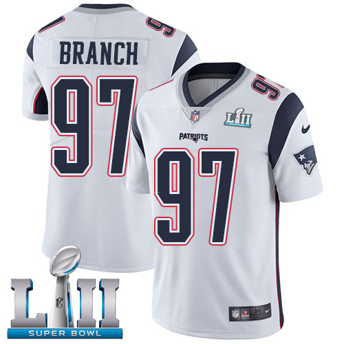 Nike Patriots #97 Alan Branch White Super Bowl LII Men's Stitched NFL Vapor Untouchable Limited Jersey
